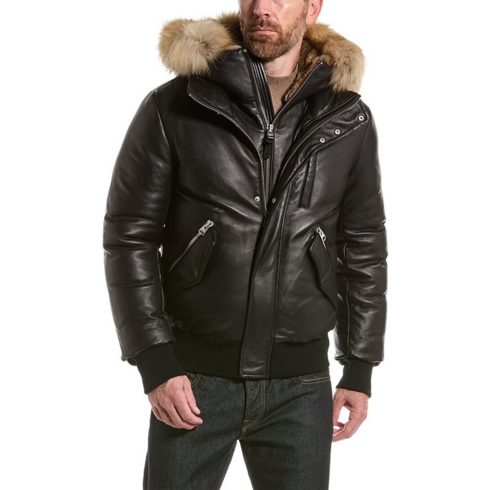 Mackage Glen Leather Down Bomber Jacket - Picture 3 of 5